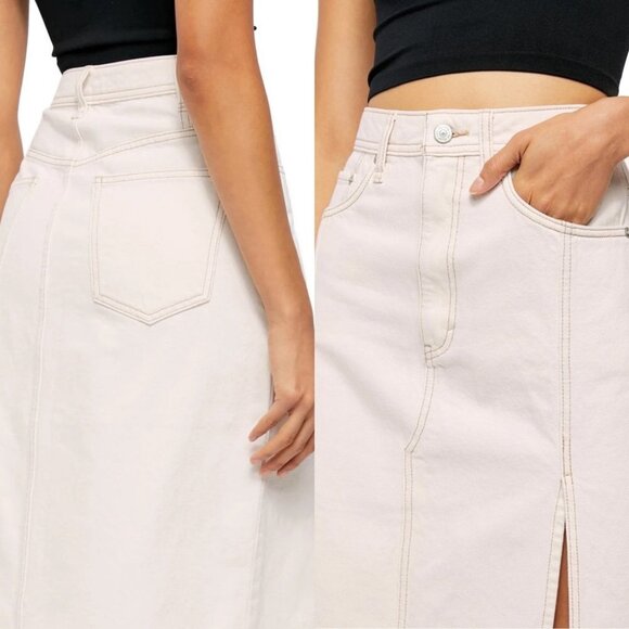 NWT Free People White Mambo Denim Midi Skirt Size 27 New With Tags Jean Boho - Picture 3 of 12